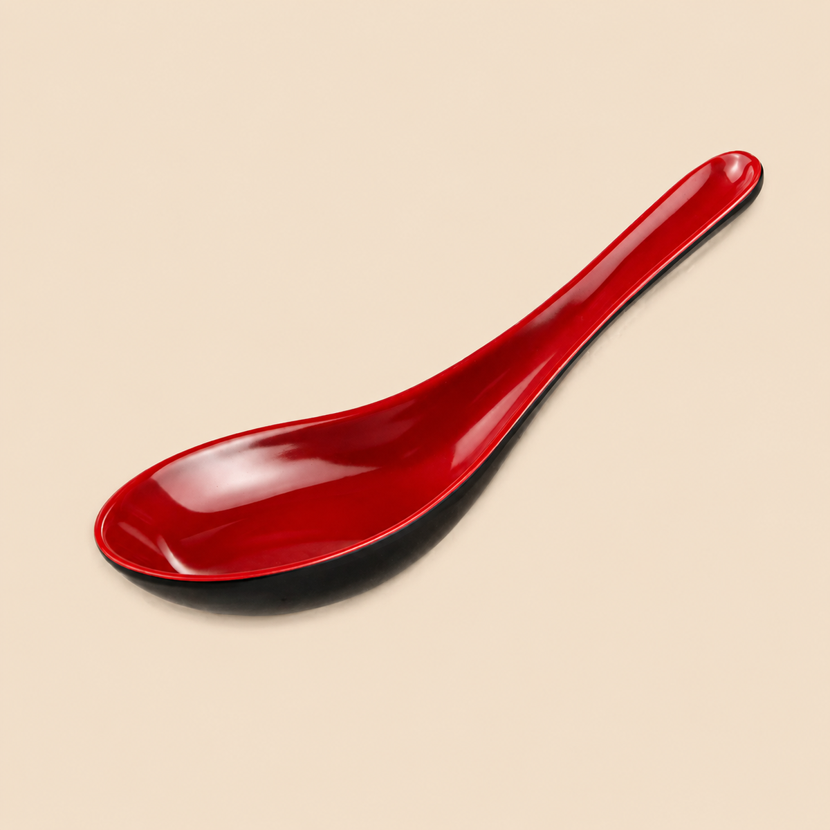 10pcs Red and black durable melamine soup spoon